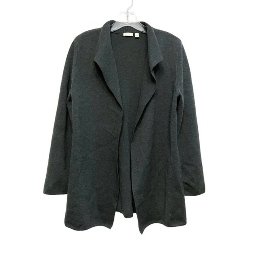 Cullen 100% Merino Wool Open Cardigan Sweater Size‎ M Dark Green Italian Yarn